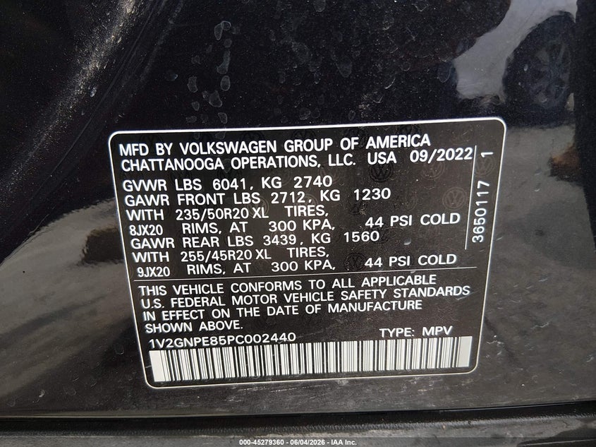 2023 Volkswagen Id.4 VIN 1V2GNPE85PC002440 IAAI salvage auction — REAR END, Salvage Title, sold $13,100 on 2026-07-11 (photo 9)