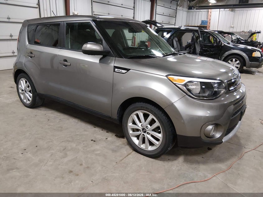 2019 Kia Soul VIN KNDJP3A50K7663977 IAAI salvage auction — HAIL, Salvage (Iowa), sold $1,900 on 2026-07-07 (photo 1)