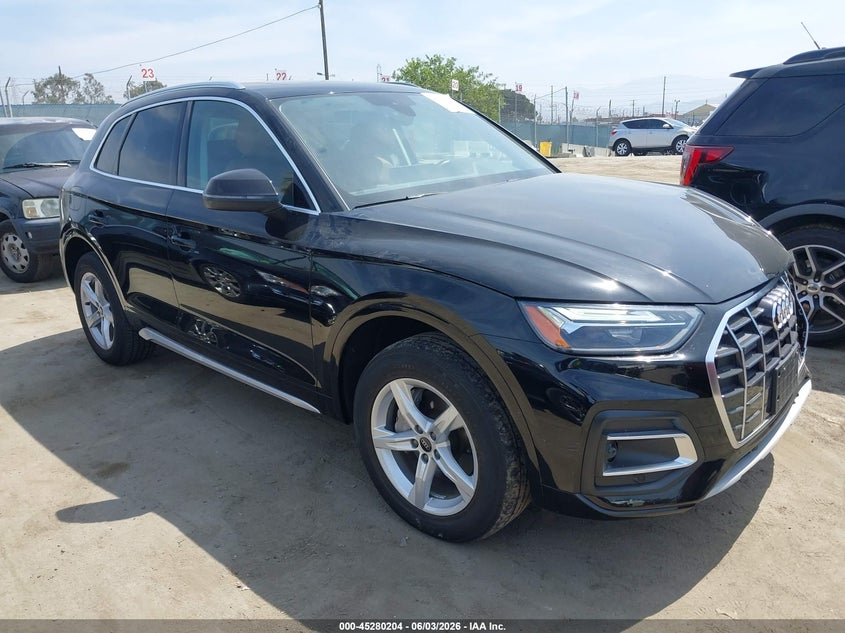 2022 Audi Q5 VIN WA1ABAFYXN2110061 IAAI salvage auction — LEFT FRONT, Salvage (California), sold $12,100 on 2026-07-15 (photo 1)