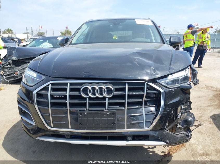 2022 Audi Q5 VIN WA1ABAFYXN2110061 IAAI salvage auction — LEFT FRONT, Salvage (California), sold $12,100 on 2026-07-15 (photo 6)