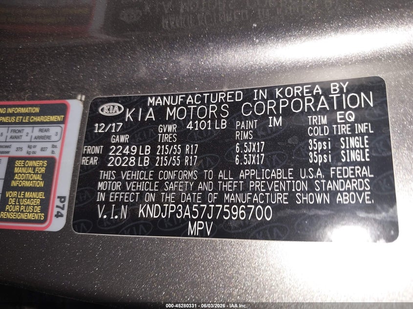 2018 Kia Soul VIN KNDJP3A57J7596700 IAAI salvage auction — LEFT SIDE, Salvage Title, sold $1,525 on 2026-07-07 (photo 9)