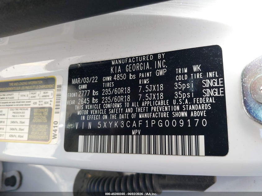 2023 Kia Sportage VIN 5XYK3CAF1PG009170 IAAI salvage auction — REAR END, Salvage Title, sold $6,400 on 2026-07-27 (photo 9)