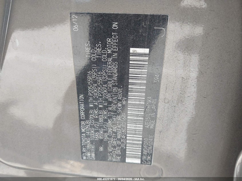 2012 Scion Xb VIN JTLZE4FE6CJ021649 IAAI salvage auction — FRONT END, Salvage Title, sold $300 on 2026-07-16 (photo 9)