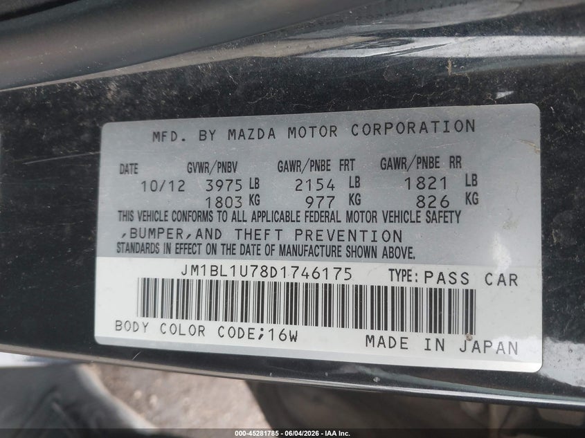2013 Mazda 3 VIN JM1BL1U78D1746175 IAAI salvage auction — FRONT END, Salvage Title, sold $300 on 2026-07-10 (photo 9)