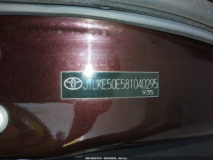 2008 Scion Xb VIN JTLKE50E581040295 IAAI salvage auction — LEFT SIDE, Bill Of Sale (Washington), sold $450 on 2026-07-08 (photo 9)