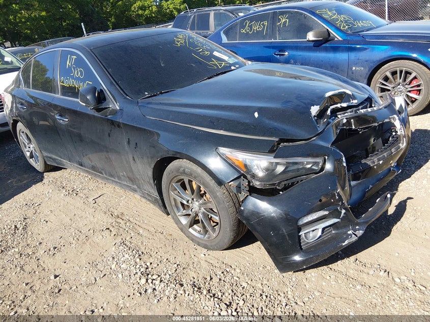 2014 Infiniti Q50 VIN JN1BV7AR1EM686648 IAAI salvage auction — FRONT END, Salvage Title, sold $550 on 2026-07-07 (photo 1)