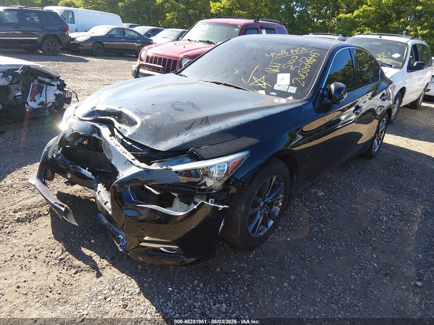 2014 Infiniti Q50 VIN JN1BV7AR1EM686648 IAAI salvage auction — FRONT END, Salvage Title, sold $550 on 2026-07-07 (photo 2)