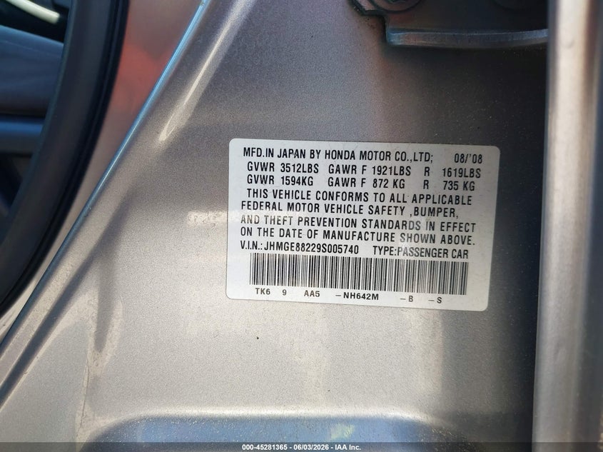 2009 Honda Fit VIN JHMGE88229S005740 IAAI salvage auction — FRONT END, Prior Salvage (Minnesota), sold $1,625 on 2026-07-13 (photo 9)