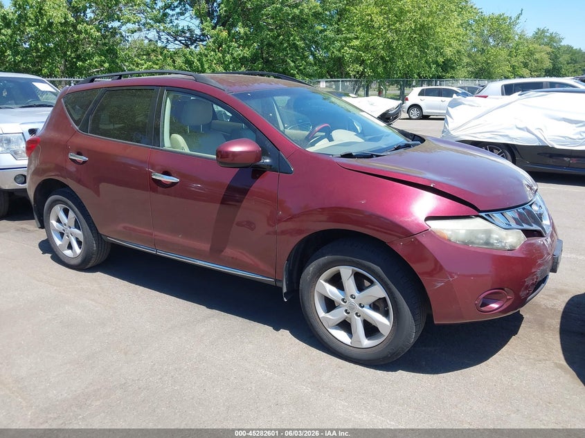 2009 Nissan Murano VIN JN8AZ18W29W128263 IAAI salvage auction — FRONT END, Salvage (New Jersey), sold $425 on 2026-07-13 (photo 1)