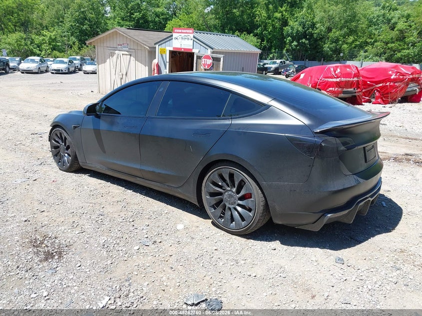 2023 Tesla Model 3 VIN 5YJ3E1EC7PF687500 IAAI salvage auction — FRONT END, Salvage Title, sold $525 on 2026-07-21 (photo 3)