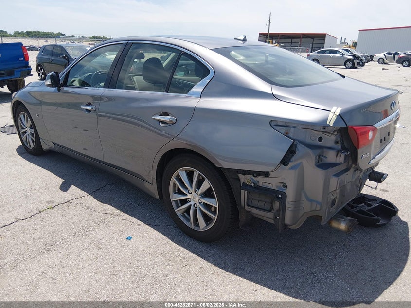 2014 Infiniti Q50 VIN JN1BV7ARXEM702300 IAAI salvage auction — REAR END, Salvage (Missouri), sold $1,350 on 2026-07-23 (photo 3)
