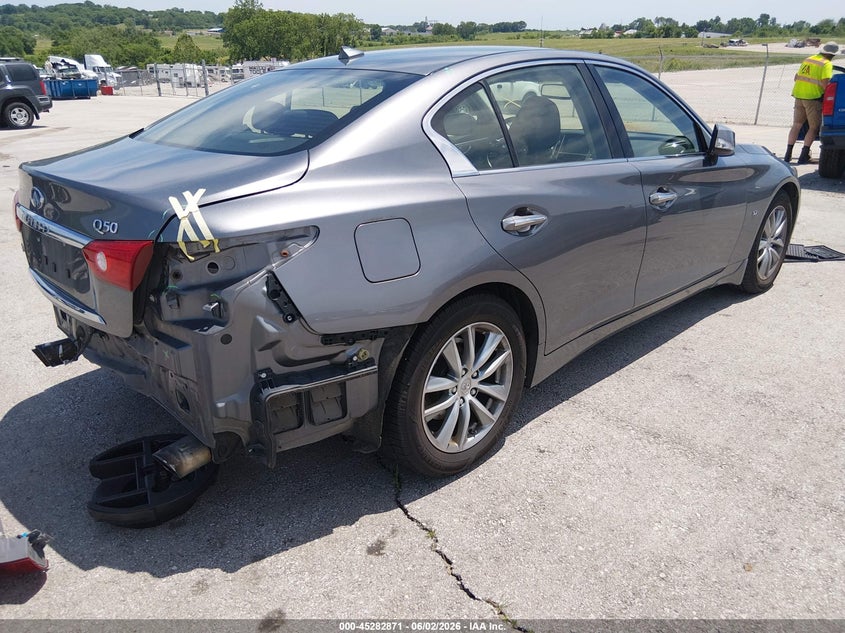 2014 Infiniti Q50 VIN JN1BV7ARXEM702300 IAAI salvage auction — REAR END, Salvage (Missouri), sold $1,350 on 2026-07-23 (photo 4)