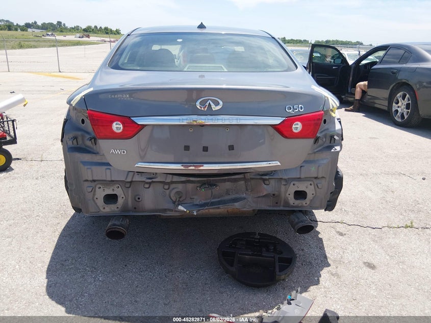 2014 Infiniti Q50 VIN JN1BV7ARXEM702300 IAAI salvage auction — REAR END, Salvage (Missouri), sold $1,350 on 2026-07-23 (photo 6)