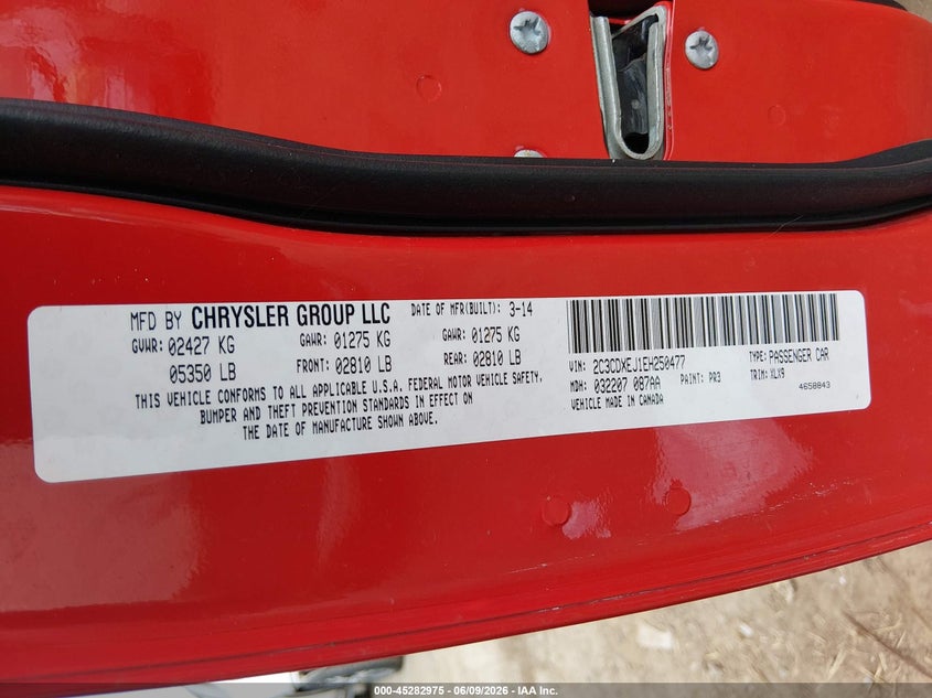 2014 Dodge Charger VIN 2C3CDXEJ1EH250477 IAAI salvage auction — LEFT SIDE, Salvage (West Virginia), sold $7,600 on 2026-08-06 (photo 9)