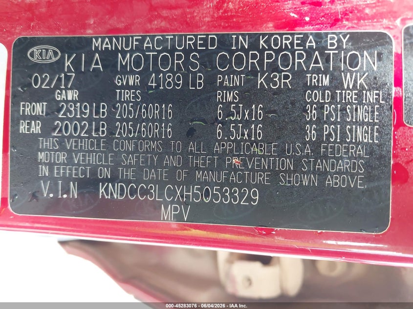 2017 Kia Niro VIN KNDCC3LCXH5053329 IAAI salvage auction — FRONT END, Salvage Title, sold $3,000 on 2026-07-30 (photo 9)