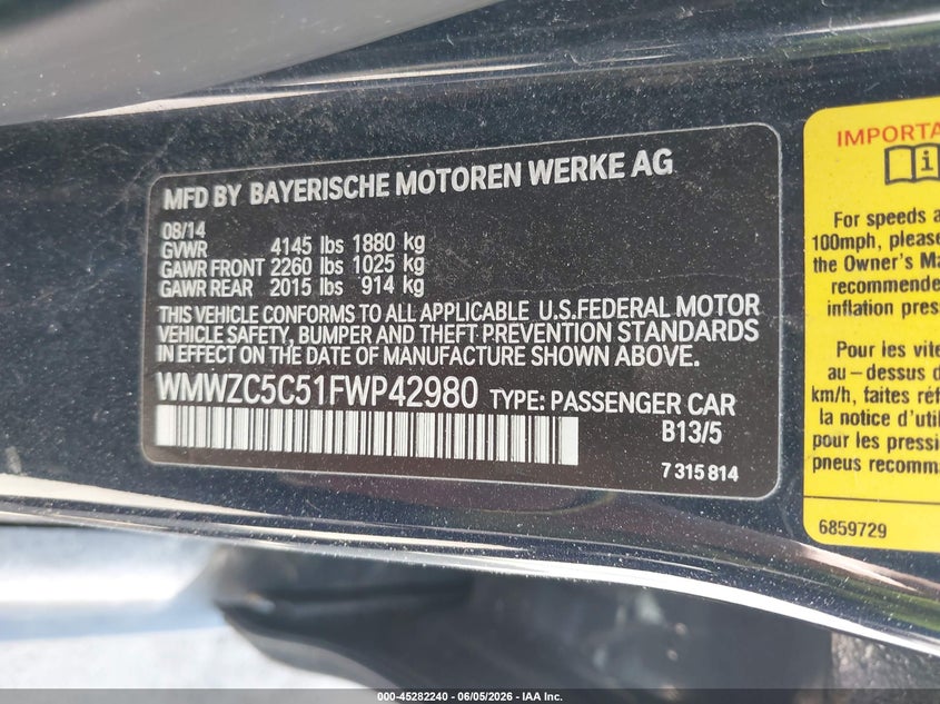 2015 Mini Countryman VIN WMWZC5C51FWP42980 IAAI salvage auction — RIGHT SIDE, Salvage (Connecticut), sold $2,500 on 2026-08-13 (photo 9)