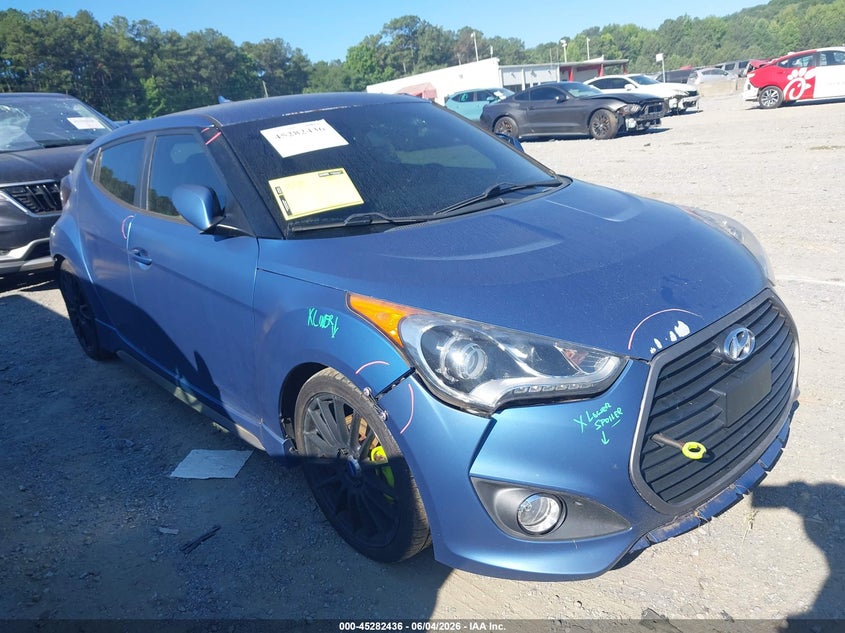 2016 Hyundai Veloster VIN KMHTC6AE2GU260254 IAAI salvage auction — REAR END, Salvage Title, sold $825 on 2026-07-21 (photo 1)