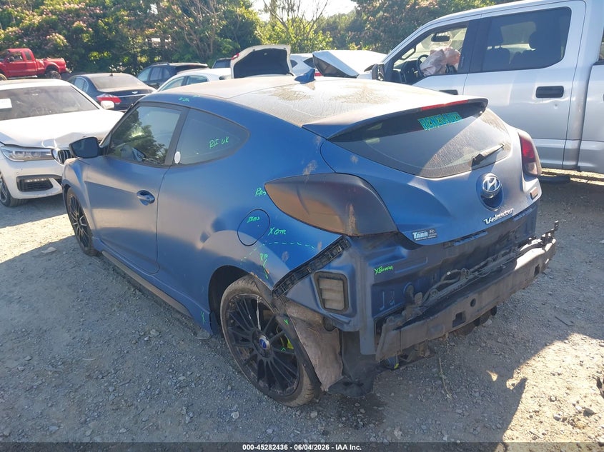 2016 Hyundai Veloster VIN KMHTC6AE2GU260254 IAAI salvage auction — REAR END, Salvage Title, sold $825 on 2026-07-21 (photo 3)