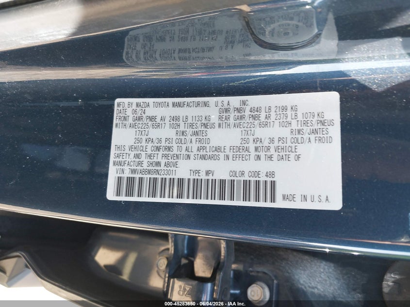 2024 Mazda Cx-50 VIN 7MMVABBM8RN233011 IAAI salvage auction — FRONT END, Salvage Title, sold $5,700 on 2026-07-08 (photo 9)