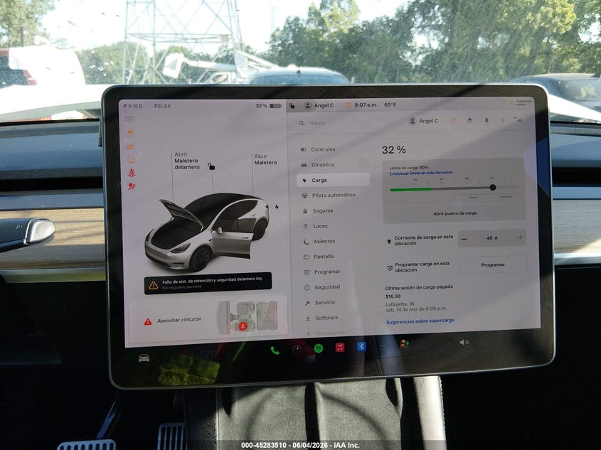 2021 Tesla Model y VIN 5YJYGDEE5MF208246 IAAI salvage auction — FRONT END, Salvage Title, sold $10,400 on 2026-07-29 (photo 7)