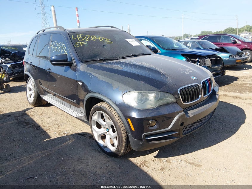 2008 BMW X5 VIN 5UXFE83508L166366 IAAI salvage auction — LEFT SIDE, Clear (Indiana), sold $475 on 2026-07-22 (photo 1)
