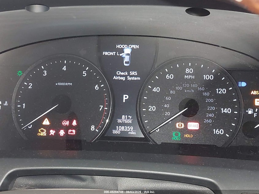 2013 Lexus Ls VIN JTHBL5EF8D5120078 IAAI salvage auction — REAR END, Salvage Title, sold $6,300 on 2026-07-11 (photo 7)