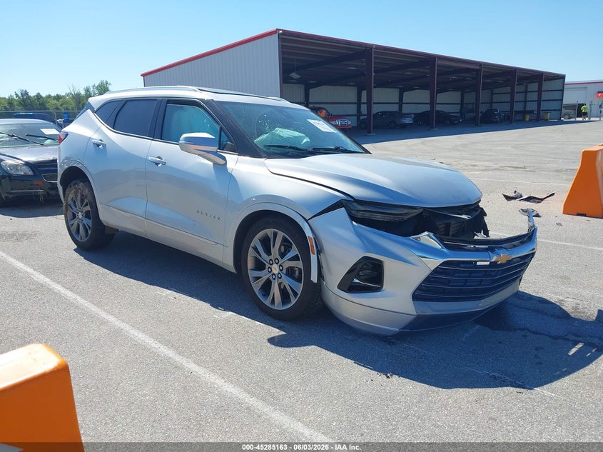 2021 Chevrolet Blazer VIN 3GNKBFRS8MS506787 IAAI salvage auction — FRONT END, Salvage (Indiana), sold $2,650 on 2026-08-22 (photo 1)