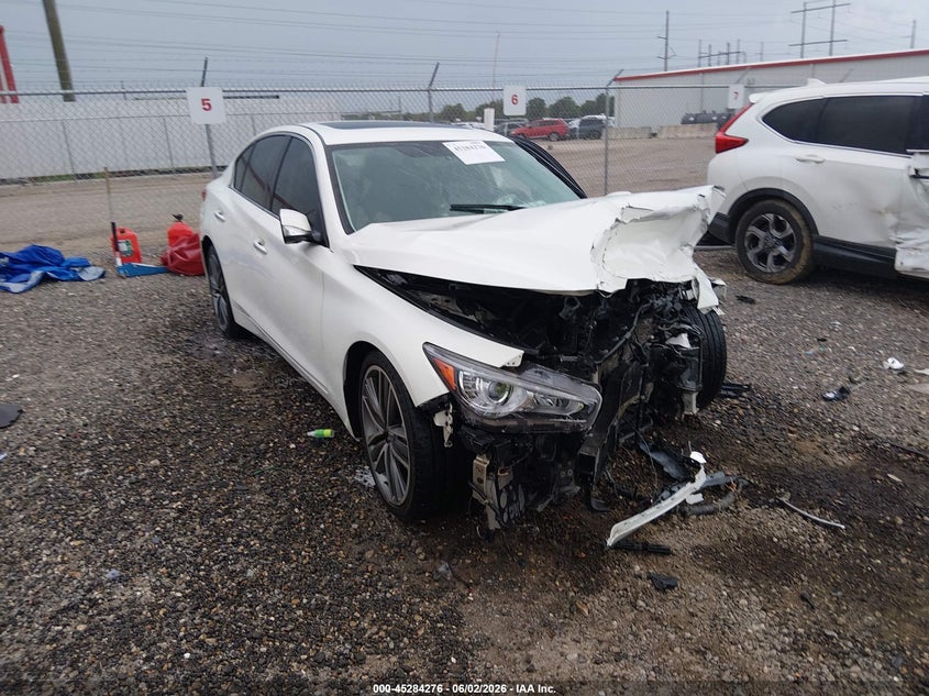 2014 Infiniti Q50 VIN JN1BV7AP3EM685774 IAAI salvage auction — FRONT END, Salvage Title, sold $200 on 2026-07-22 (photo 1)