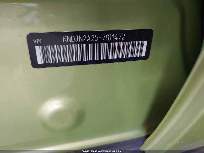2015 Kia Soul VIN KNDJN2A25F7811472 IAAI salvage auction — THEFT, Clear (Virginia), sold $425 on 2026-07-30 (photo 9)