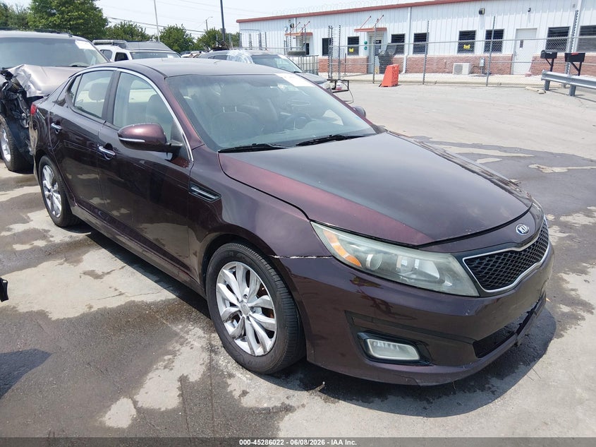 2014 Kia Optima VIN 5XXGM4A70EG316011 IAAI salvage auction — LEFT SIDE, Salvage Title, sold $550 on 2026-07-06 (photo 1)