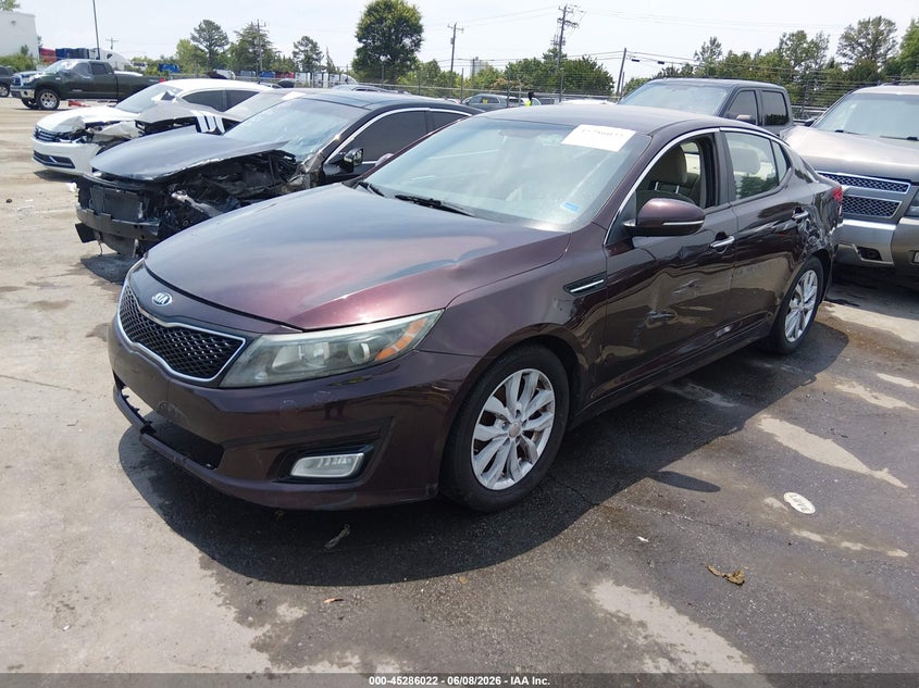 2014 Kia Optima VIN 5XXGM4A70EG316011 IAAI salvage auction — LEFT SIDE, Salvage Title, sold $550 on 2026-07-06 (photo 2)