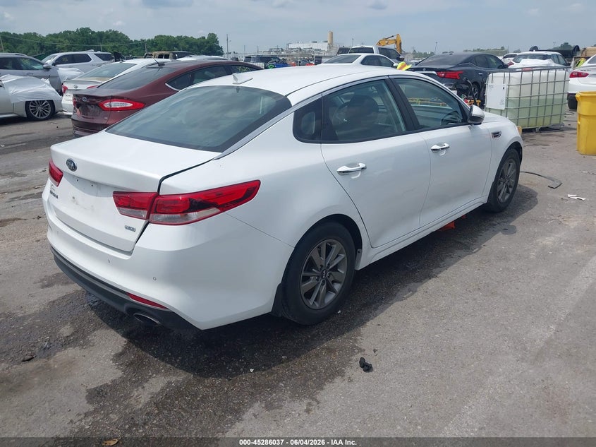 2018 Kia Optima VIN 5XXGT4L13JG238314 IAAI salvage auction — LEFT FRONT, Salvage Title, sold $25 on 2026-07-21 (photo 4)
