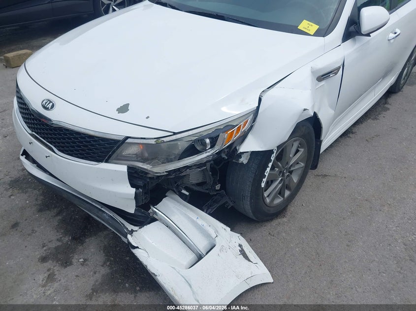 2018 Kia Optima VIN 5XXGT4L13JG238314 IAAI salvage auction — LEFT FRONT, Salvage Title, sold $25 on 2026-07-21 (photo 6)