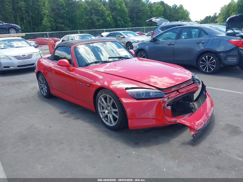 2008 Honda S2000 VIN JHMAP21488S001165 IAAI salvage auction — FRONT END, Salvage (North Carolina), sold $7,300 on 2026-07-22 (photo 1)