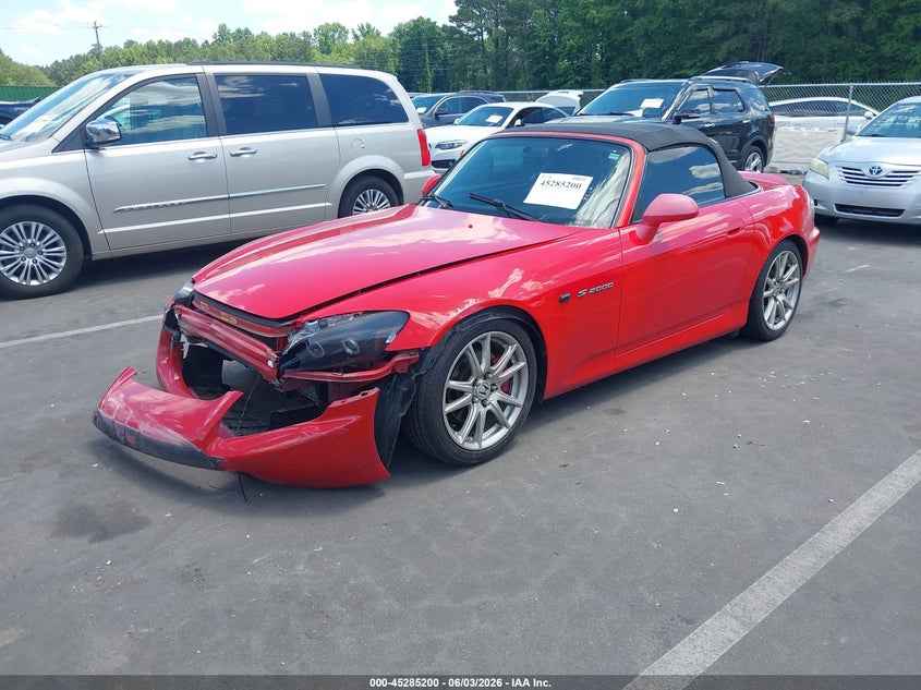 2008 Honda S2000 VIN JHMAP21488S001165 IAAI salvage auction — FRONT END, Salvage (North Carolina), sold $7,300 on 2026-07-22 (photo 2)