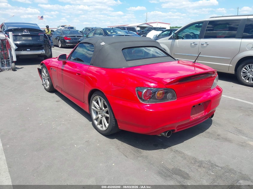 2008 Honda S2000 VIN JHMAP21488S001165 IAAI salvage auction — FRONT END, Salvage (North Carolina), sold $7,300 on 2026-07-22 (photo 3)