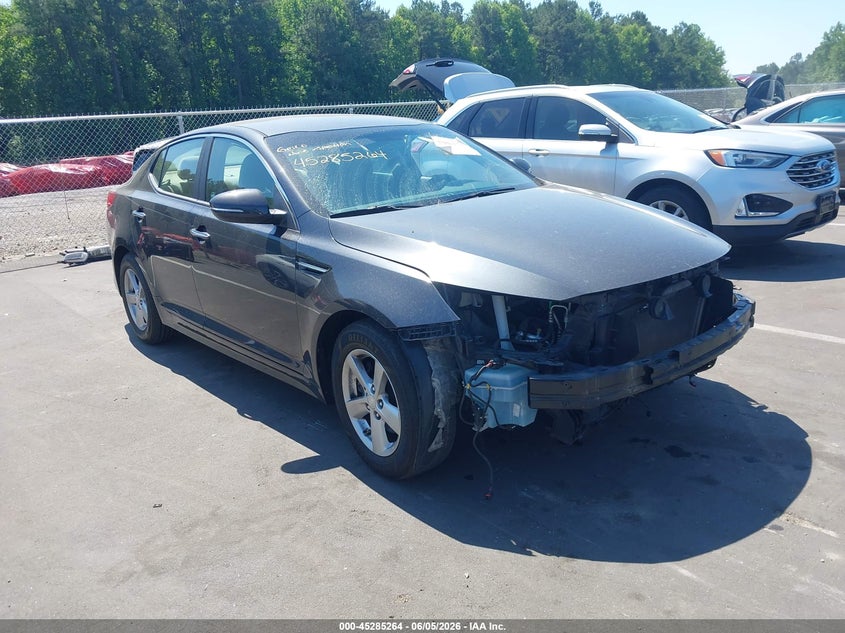 2015 Kia Optima VIN 5XXGM4A7XFG514029 IAAI salvage auction — FRONT END, Salvage Title, sold $800 on 2026-07-15 (photo 1)