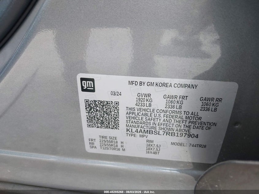 2024 Buick Encore gx VIN KL4AMBSL7RB197904 IAAI salvage auction — FRONT END, Salvage Title, sold $6,600 on 2026-07-07 (photo 9)