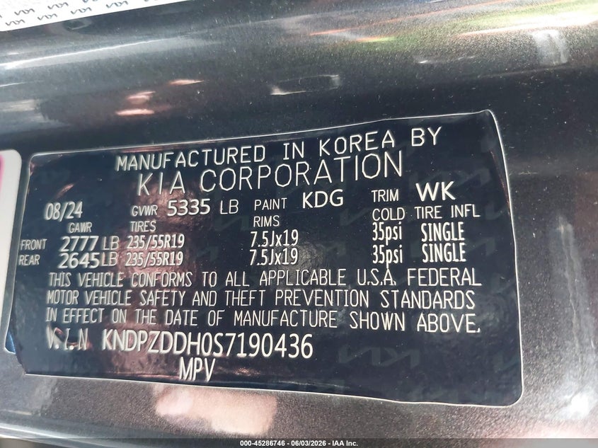 2025 Kia Sportage VIN KNDPZDDH0S7190436 IAAI salvage auction — FRONT END, Salvage Title, sold $11,600 on 2026-07-17 (photo 9)