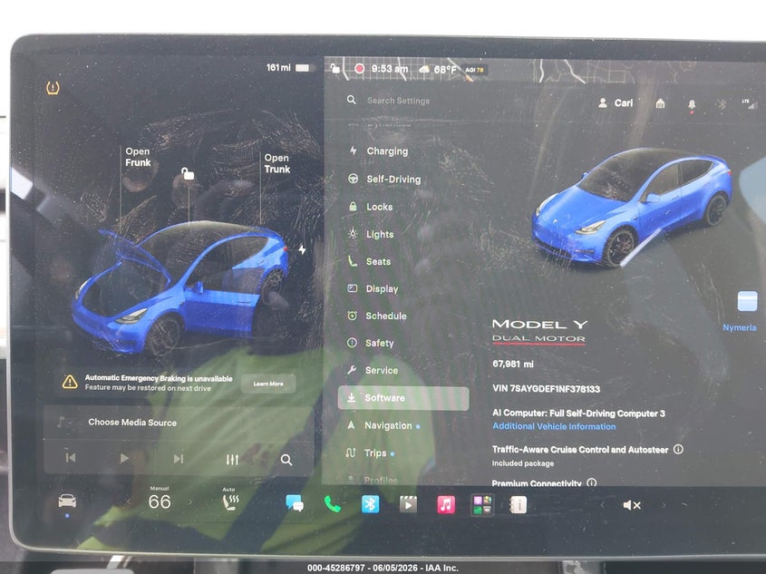 2022 Tesla Model y VIN 7SAYGDEF1NF378133 IAAI salvage auction — LEFT SIDE, Salvage Title, sold $8,300 on 2026-07-29 (photo 7)