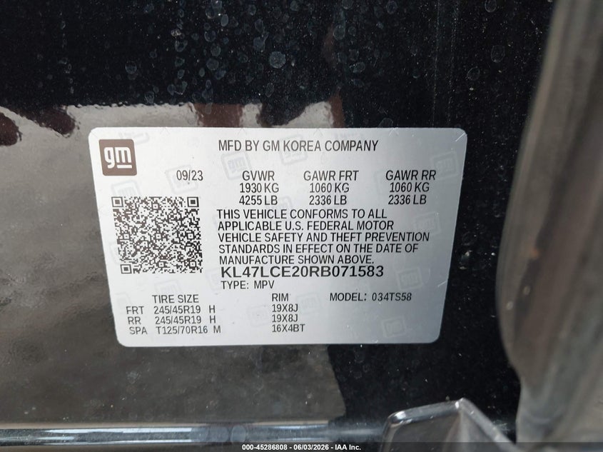 2024 Buick Envista VIN KL47LCE20RB071583 IAAI salvage auction — RIGHT FRONT, Salvage Title, sold $7,800 on 2026-07-14 (photo 9)