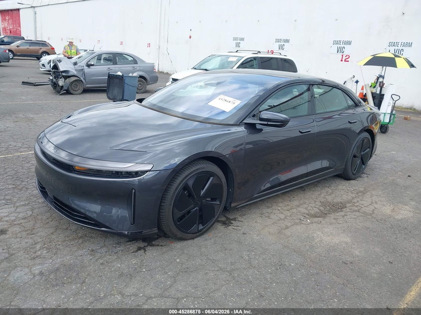 2026 Lucid Air VIN 50EA1TEA9TA042357 IAAI salvage auction — RIGHT SIDE, Salvage (Oregon), sold $30,875 on 2026-08-13 (photo 2)