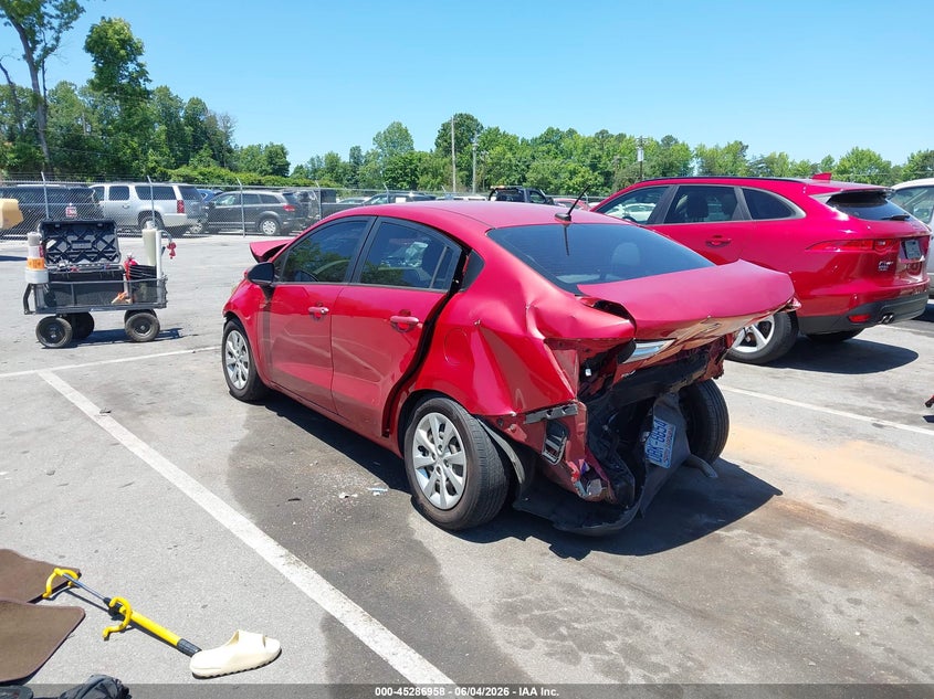 2014 Kia Rio VIN KNADM4A39E6389048 IAAI salvage auction — FRONT & REAR, Salvage Title, sold $450 on 2026-07-09 (photo 3)