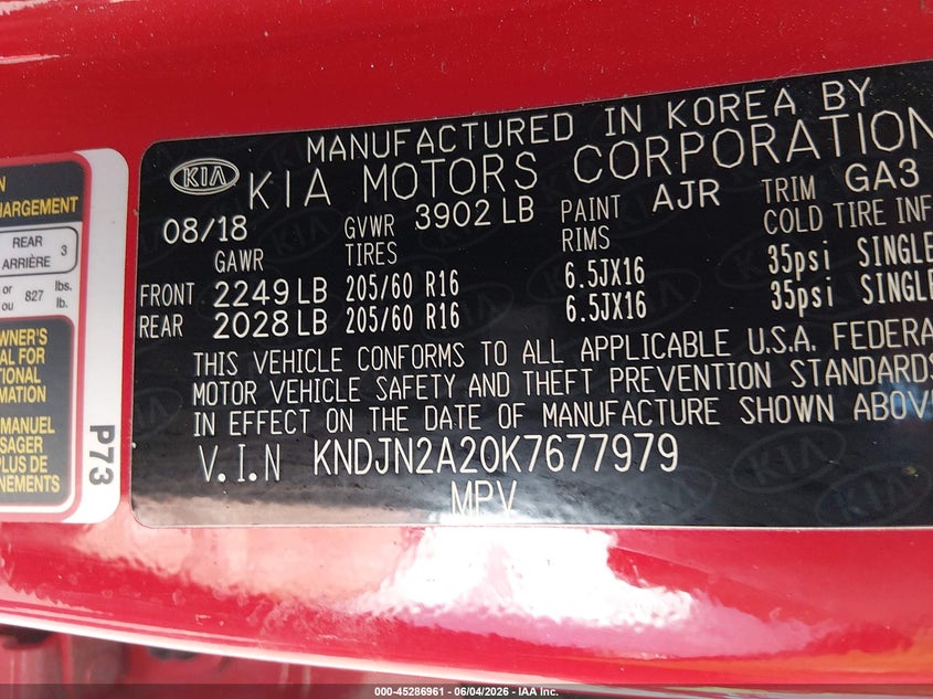 2019 Kia Soul VIN KNDJN2A20K7677979 IAAI salvage auction — SIDE, Salvage (South Carolina), sold $2,000 on 2026-07-18 (photo 9)