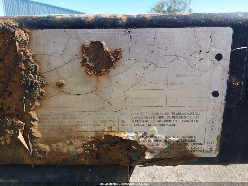 1999 Wabash national corp Trailer VIN 1JJF482W1X5415736 IAAI salvage auction — ROLLOVER, Bill Of Sale (Oregon), sold $950 on 2026-09-10 (photo 9)
