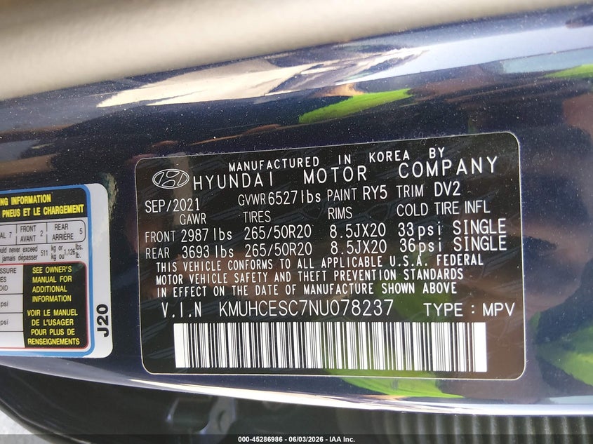 2022 Genesis Gv80 VIN KMUHCESC7NU078237 IAAI salvage auction — LEFT SIDE, Wait Title, sold $14,400 on 2026-09-08 (photo 9)