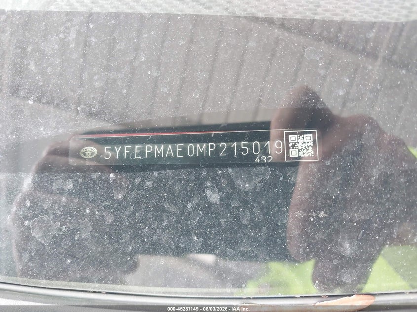 2021 Toyota Corolla VIN 5YFEPMAE0MP215019 IAAI salvage auction — LEFT SIDE, Salvage Title, sold $2,350 on 2026-07-08 (photo 9)