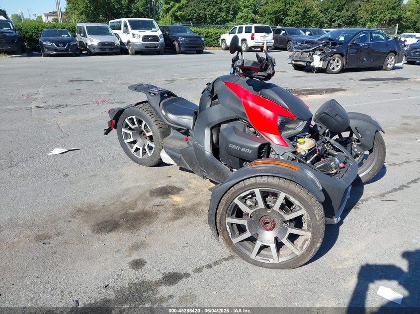 2021 Can-am/ brp Ryker VIN 3JB2GEG20MJ003383 IAAI salvage auction — FRONT & REAR, Salvage Title, sold $1,750 on 2026-08-18 (photo 1)