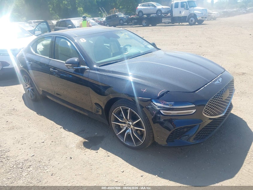 2026 Genesis G70 VIN KMTG34SC1TU160777 IAAI salvage auction — LEFT FRONT, Salvage Title, sold $13,825 on 2026-07-13 (photo 1)