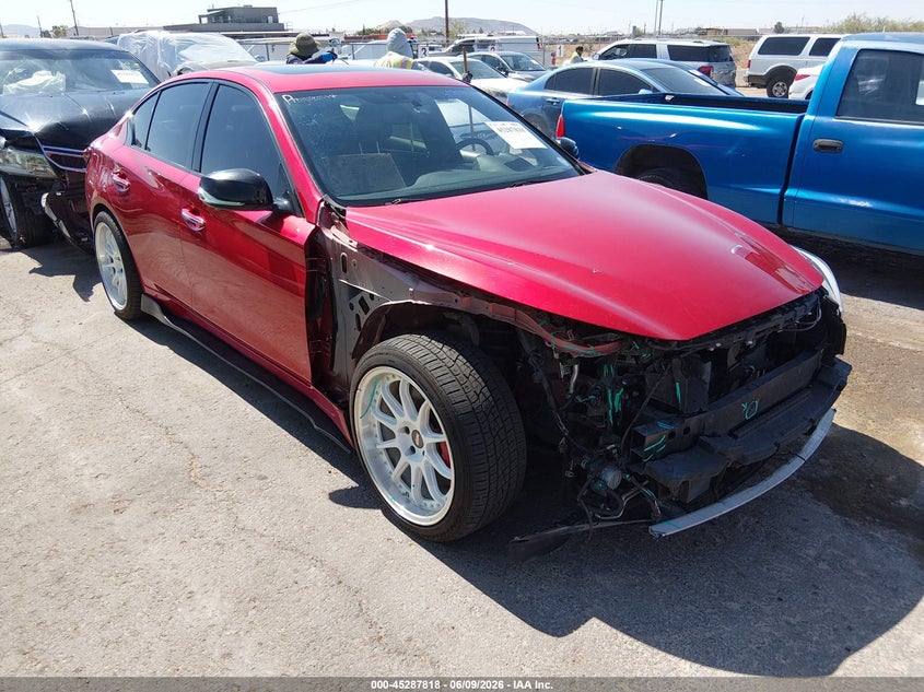2021 Infiniti Q50 VIN JN1FV7DP3MM850184 IAAI salvage auction — FRONT END, Salvage Title, sold $6,300 on 2026-08-27 (photo 1)